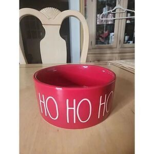 NEW RAE DUNN CHRISTMAS WATER FOOD DOG BOWL LARGE RED WHITE